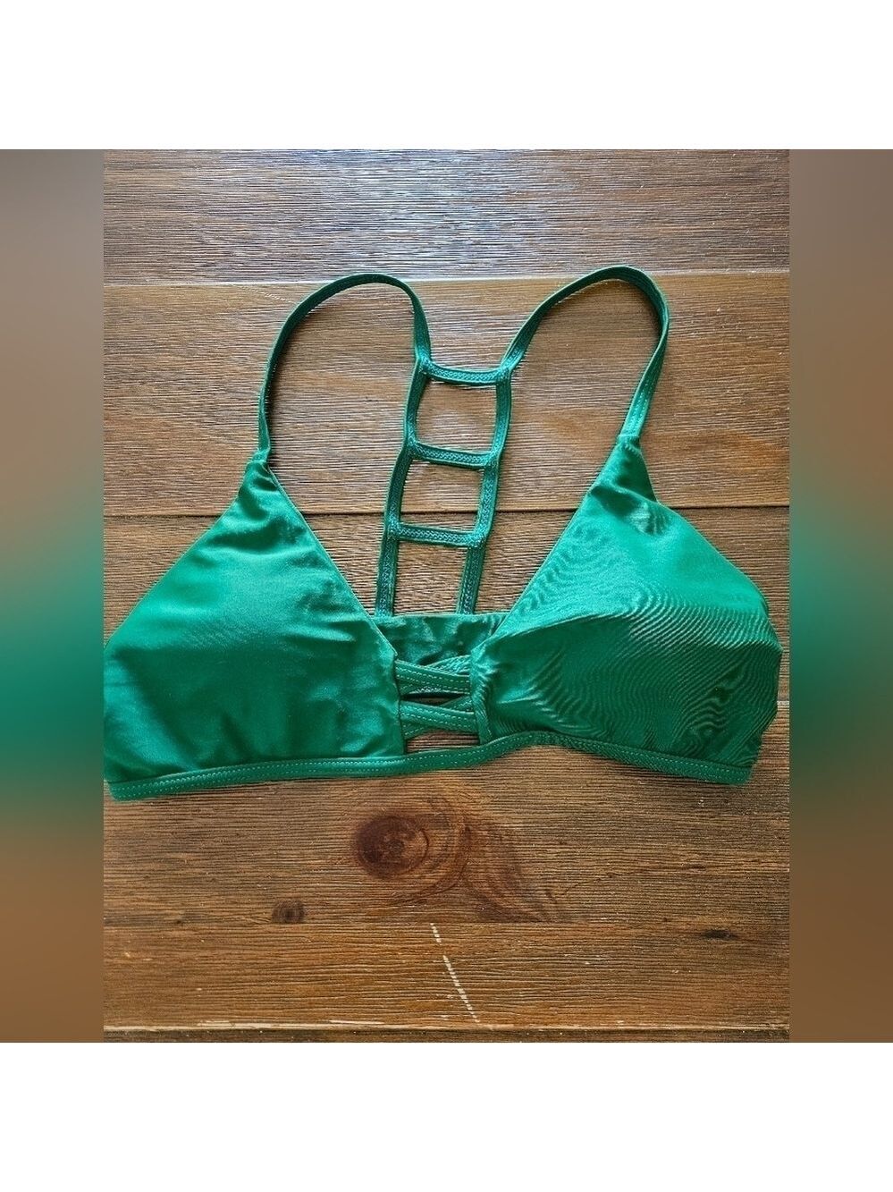 CUPSHE EMERALD GREEN STRAPPY BIKINI TOP MIX & MATCH SWIMWEAR SIZE SMALL